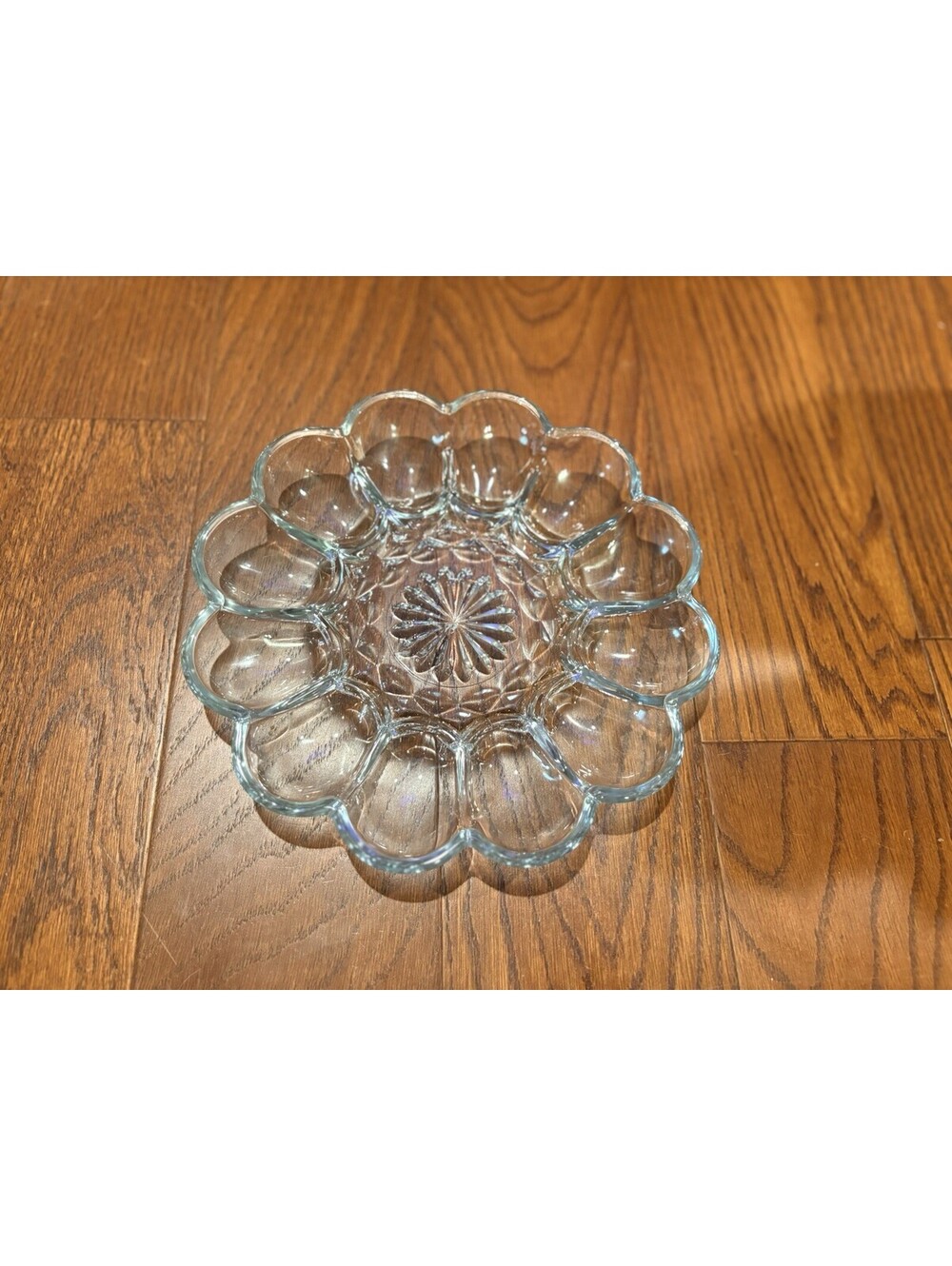 Deviled Egg Plate Anchor Hocking Presence Glass 10" Serving Dish Vintage